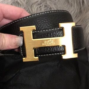 Hermès 18k golden H belt buckle